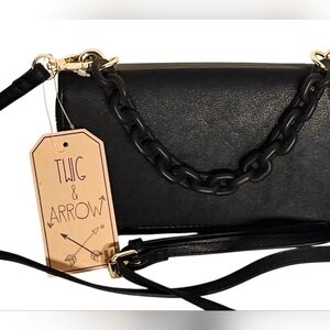 Black Chain-Detail Crossbody Bag